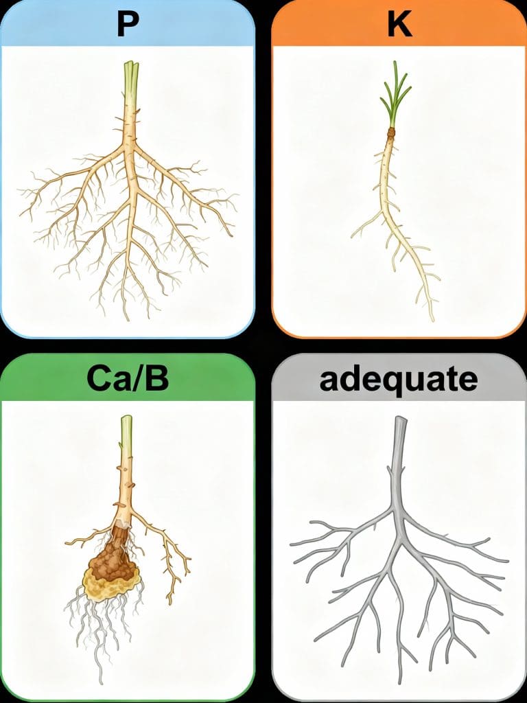 sistema radicular adequado nutricionalmente