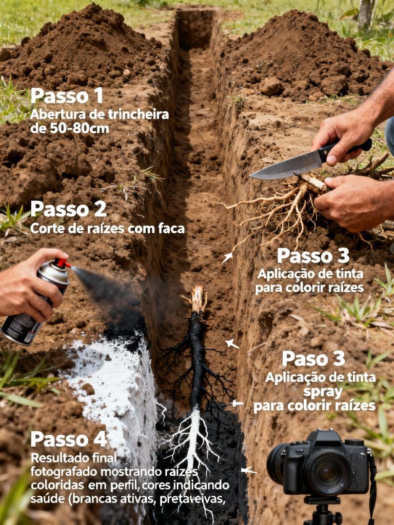 trincheira para ver o sistema radicular