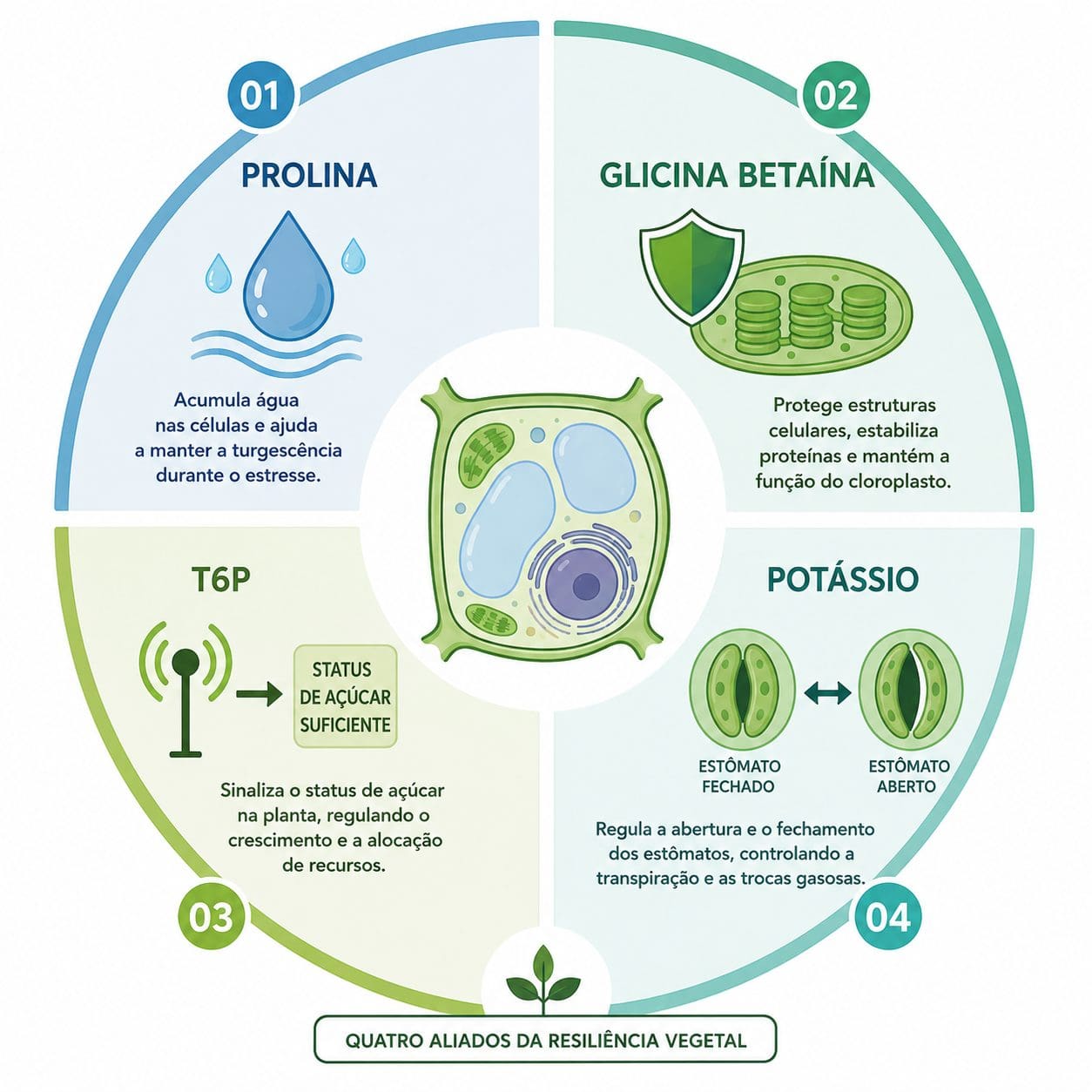 Os quatro osmorreguladores da célula vegetal